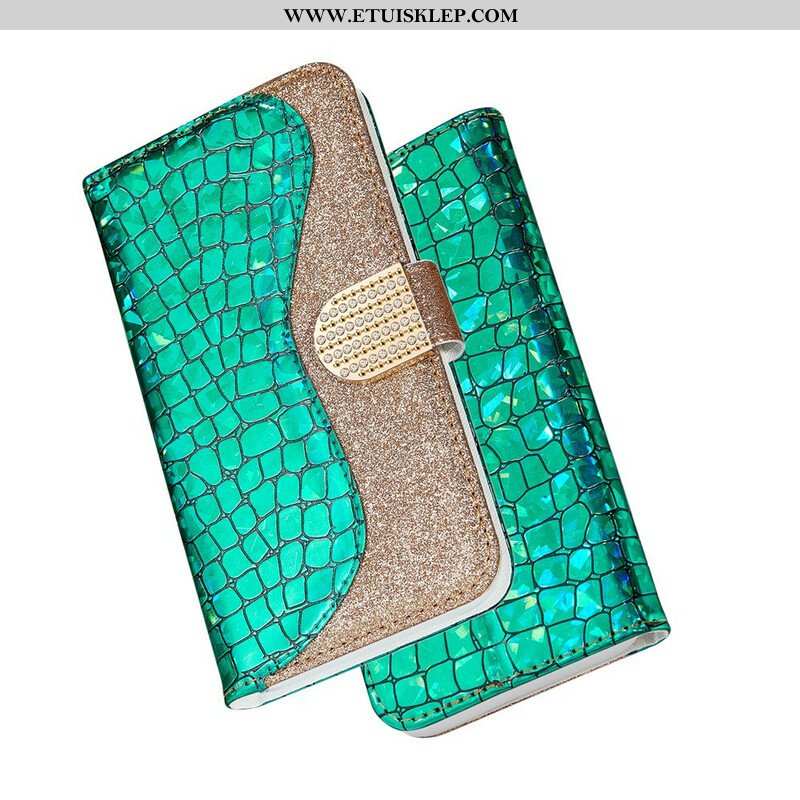 Etui Folio do Samsung Galaxy S21 Plus 5G Krokodyle Diamenty